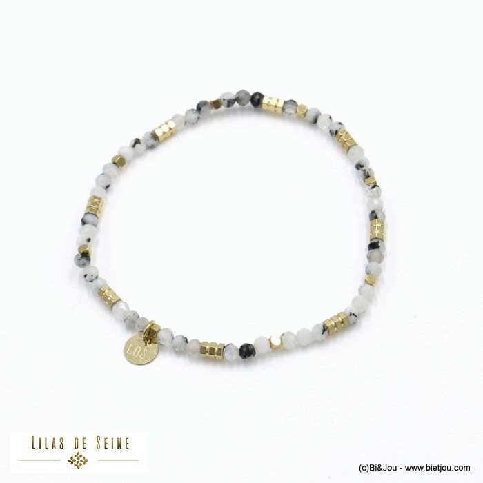 Stainless steel bracelet, faceted ball tubes, stone 0222023: Green