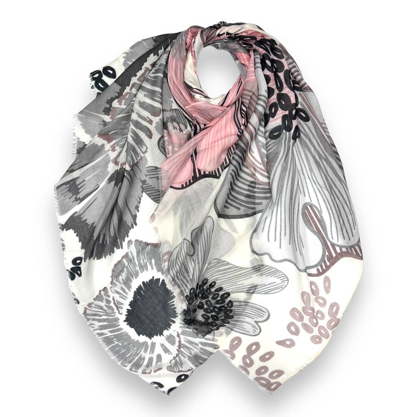 Beige large flower scarf