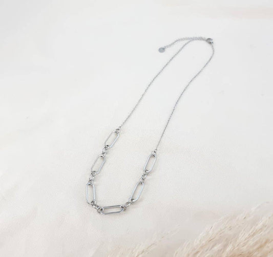 Silver trombone chain necklace - 0123029