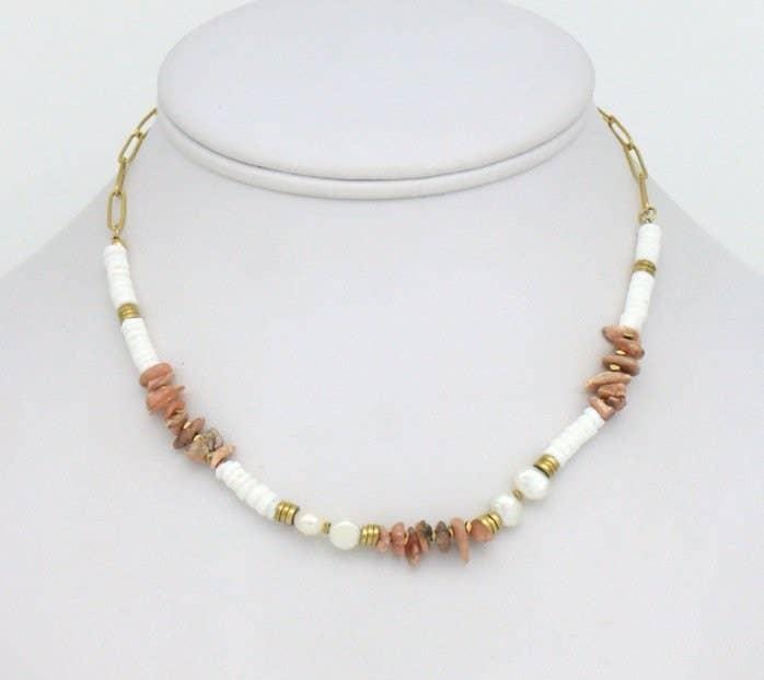 Coral surfer stone necklace - 0121077