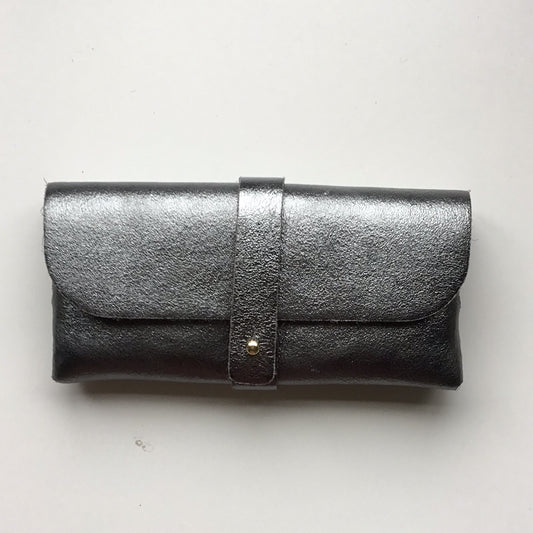 Leather glasses case - pewter