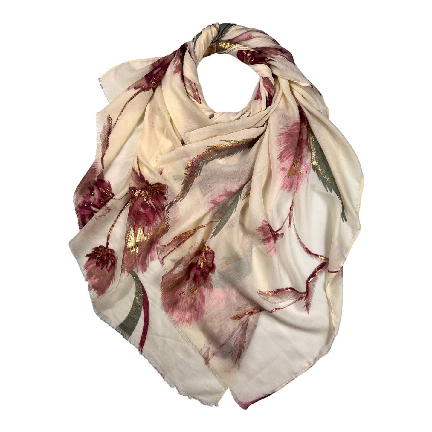 Fuchsia thistle dusty miller scarf