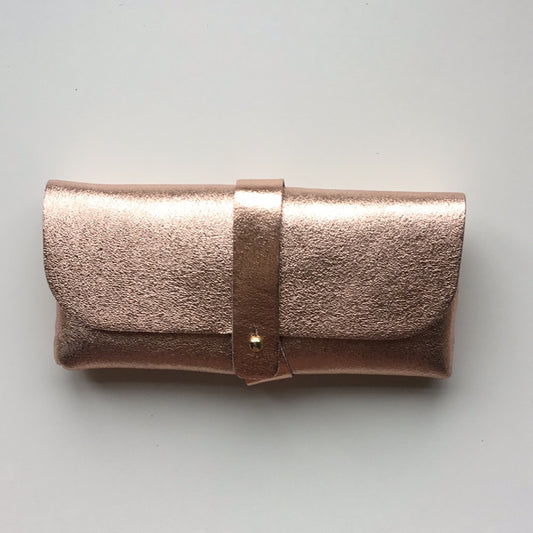 Leather glasses case - rose gold