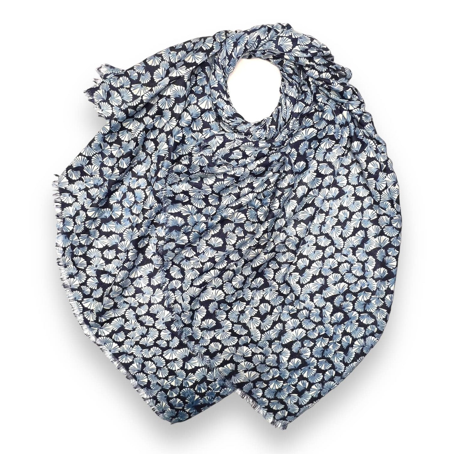 Blue mini shells print scarf