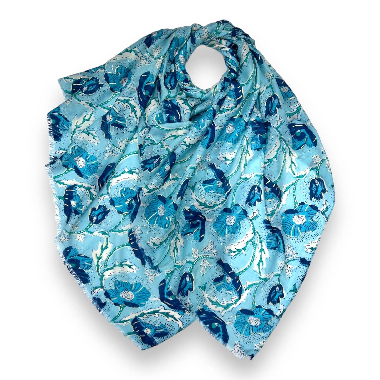 Blue summer poppy scarf