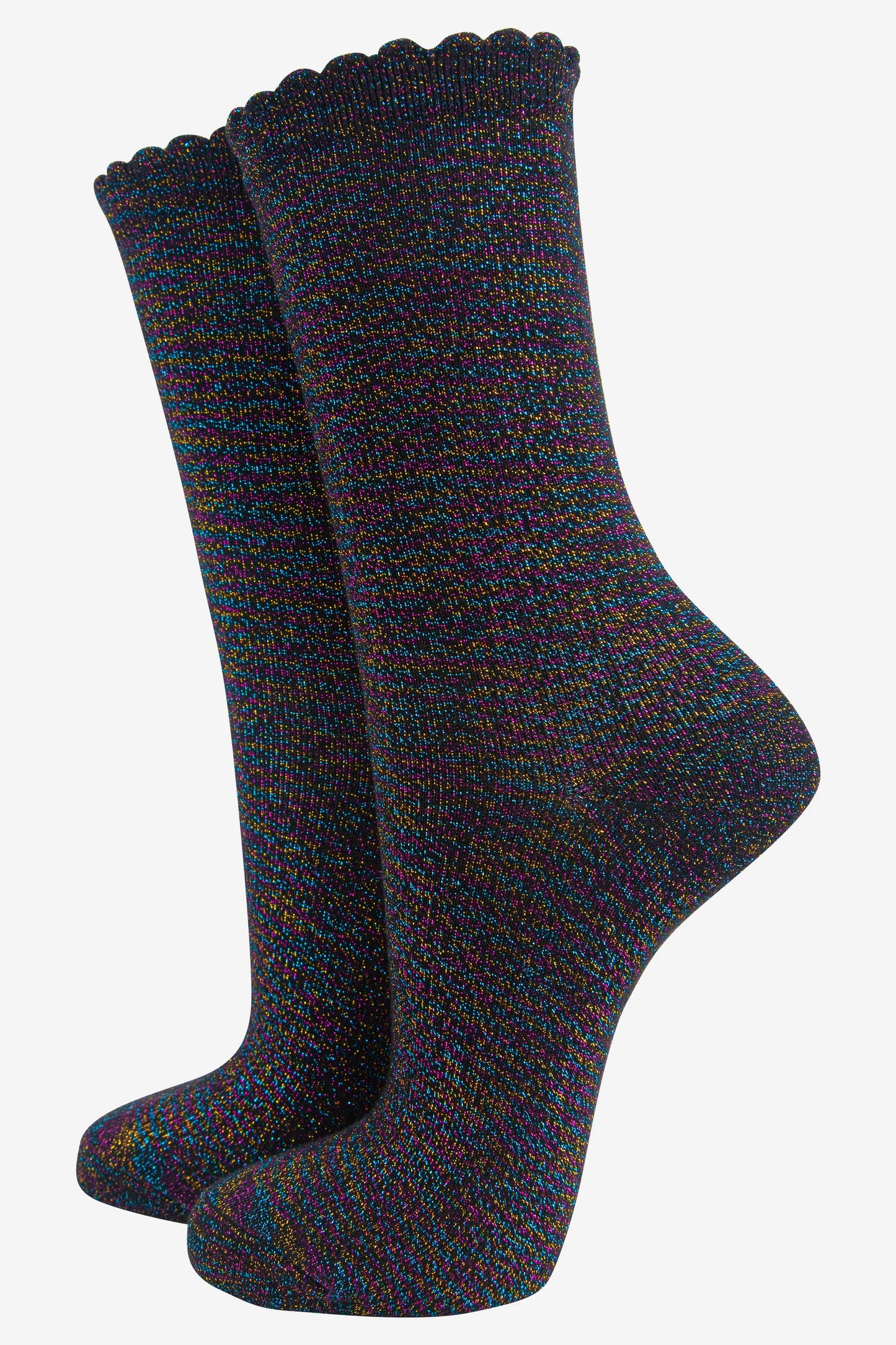 Glitter Socks - Black Rainbow