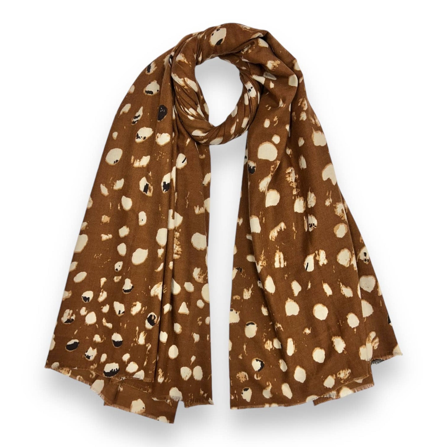 Khaki splatter spot print scarf