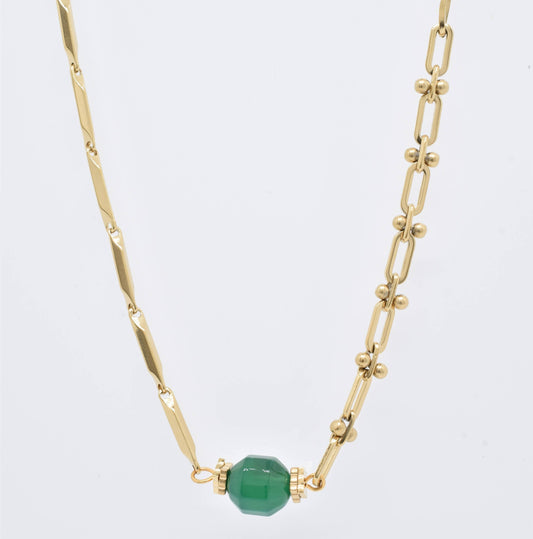 Green single bead necklace - 210032