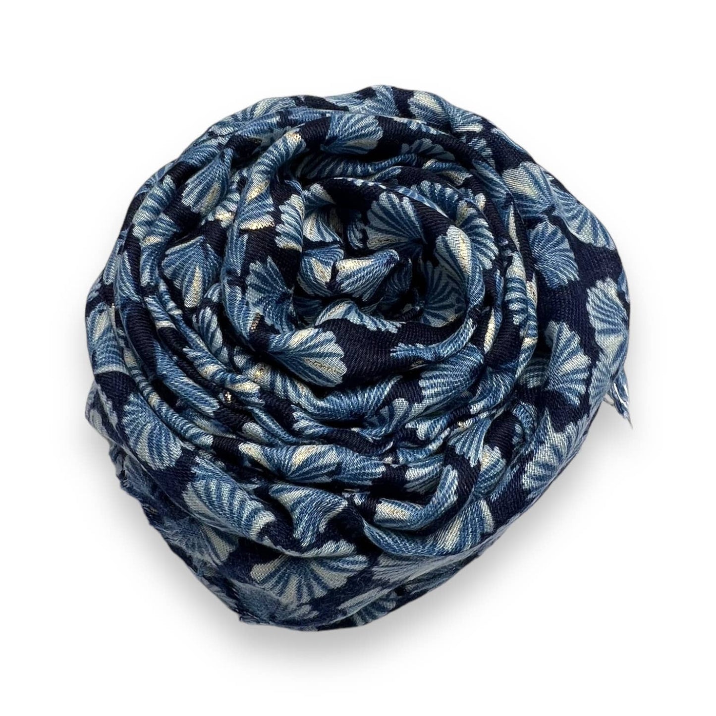 Blue mini shells print scarf