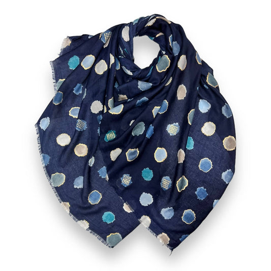 Navy colourful spotty scarf