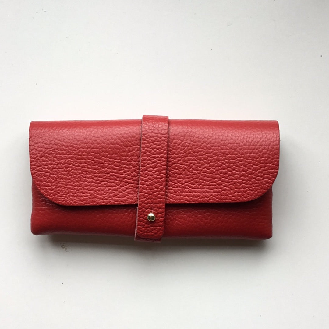 Leather glasses case red