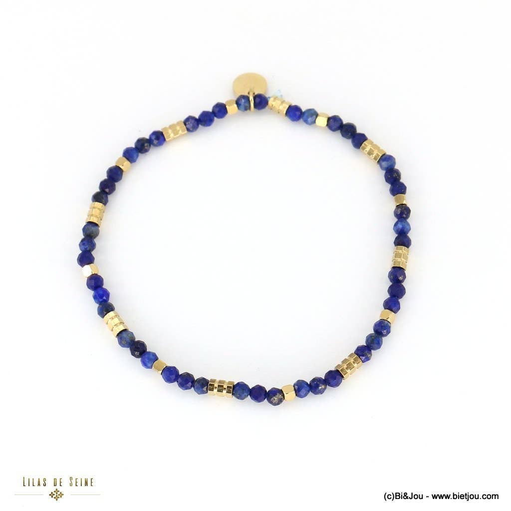 Stainless steel bracelet, faceted ball tubes, stone 0222023: Dark Blue