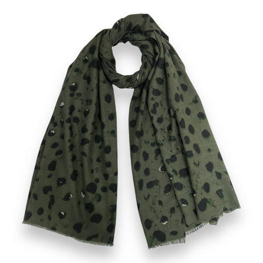 Khaki splatter spot print scarf