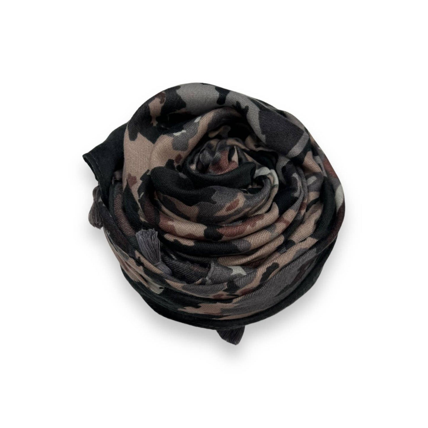 Grey pixel print flower scarf