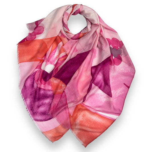 Pink Abstract flower print scarf