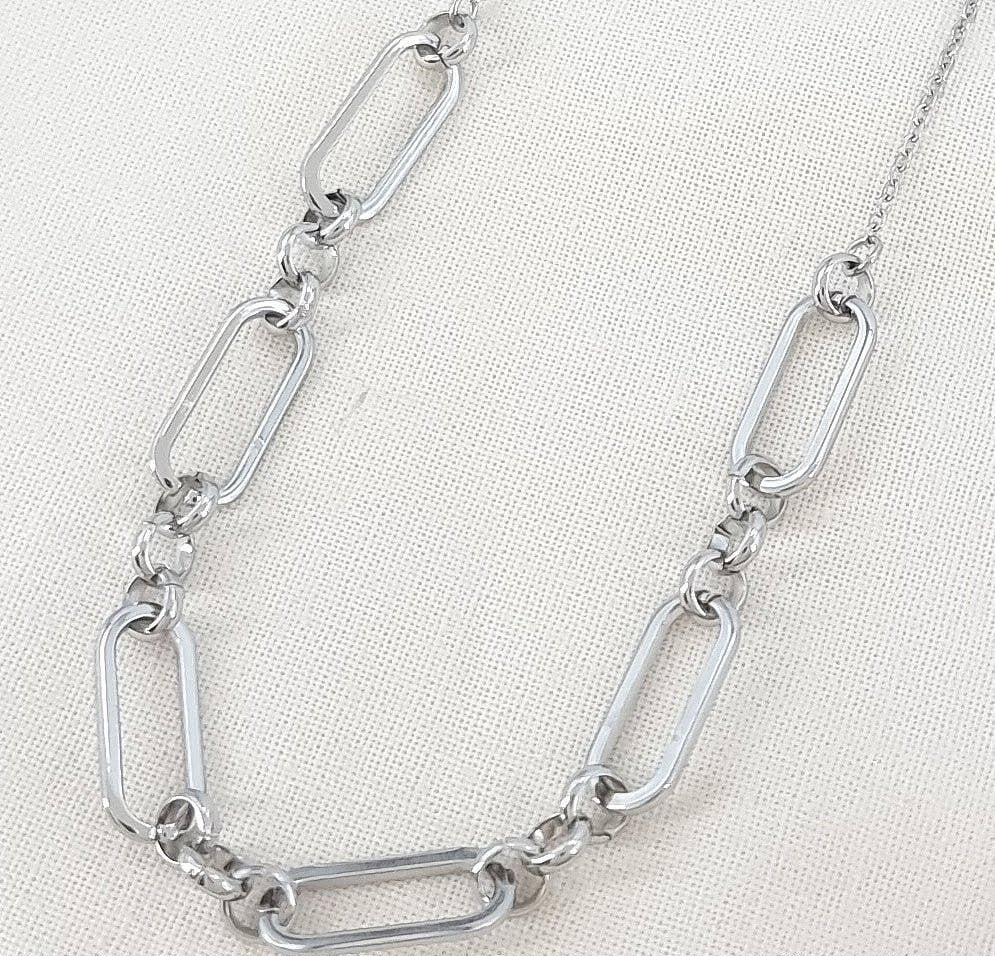 Silver trombone chain necklace - 0123029