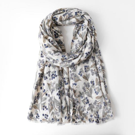 Cream & navy berries scarf