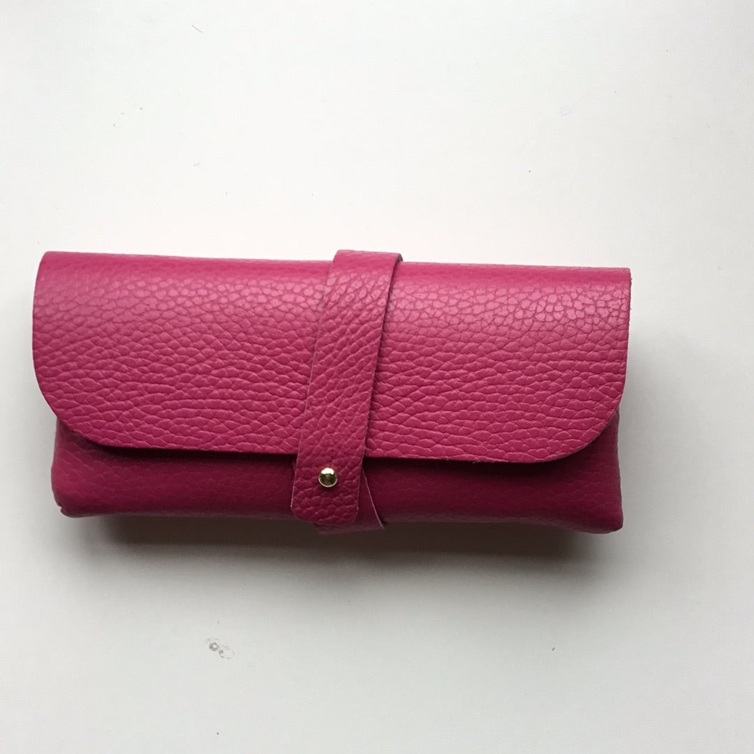 Leather glasses case - fuchsia