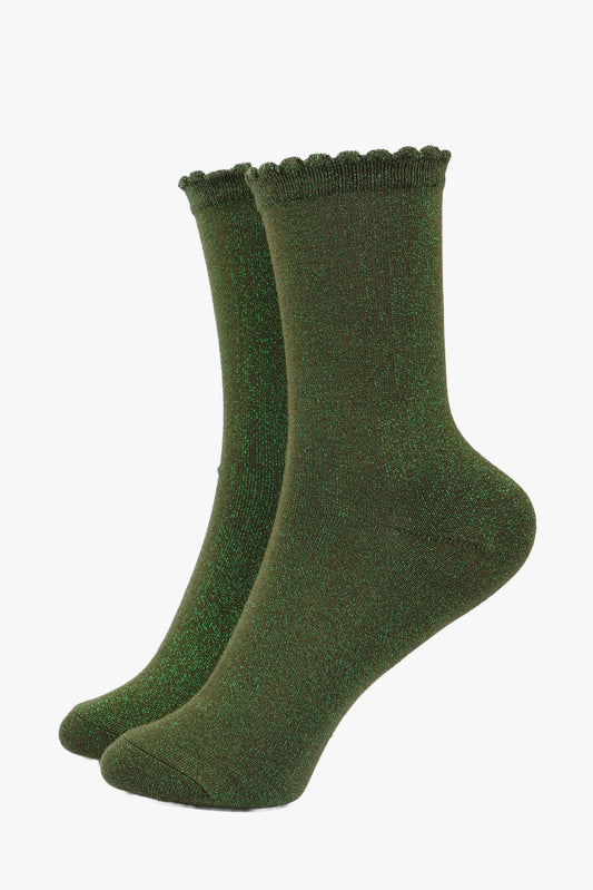 Glitter Socks - Khaki