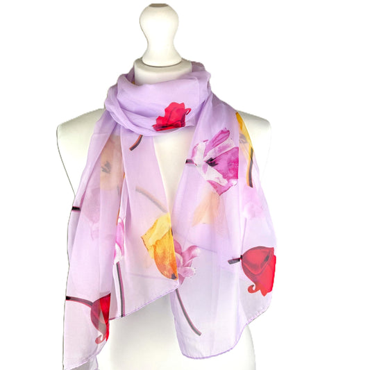 Chiffon scarf - lilac flower