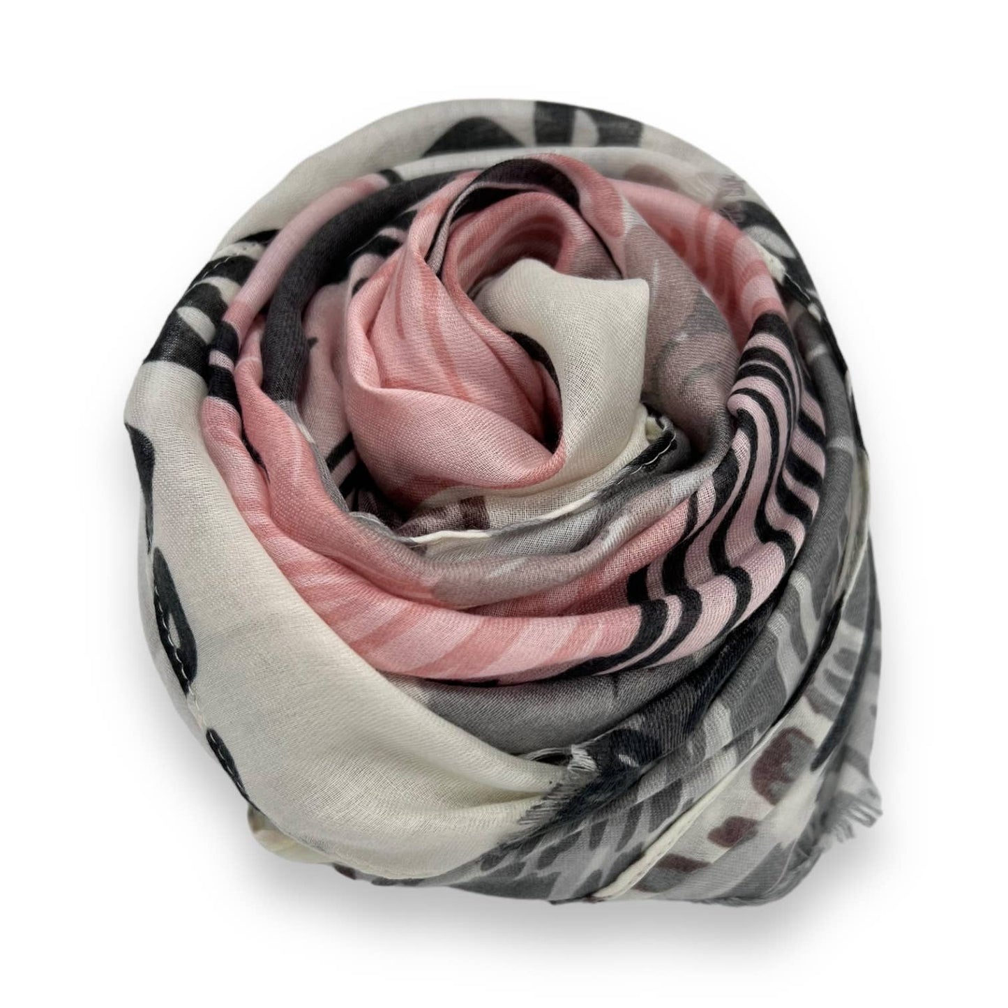 Beige large flower scarf