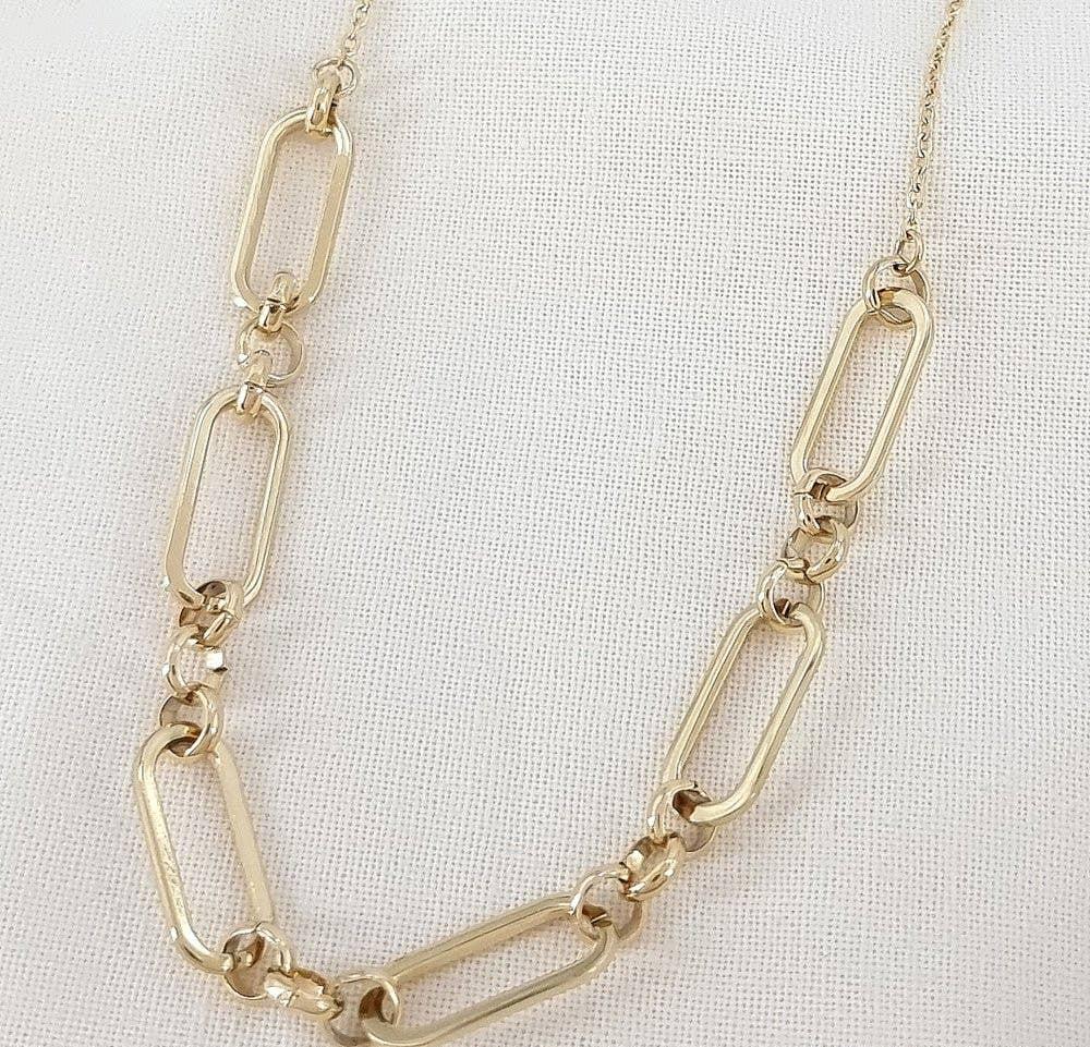 Gold trombone chain necklace - 0123029