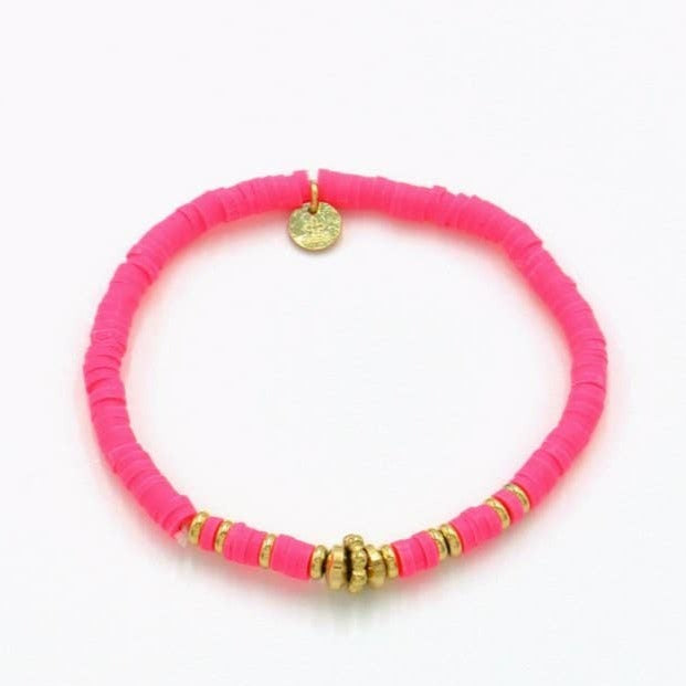 pink heishi bead bracelet