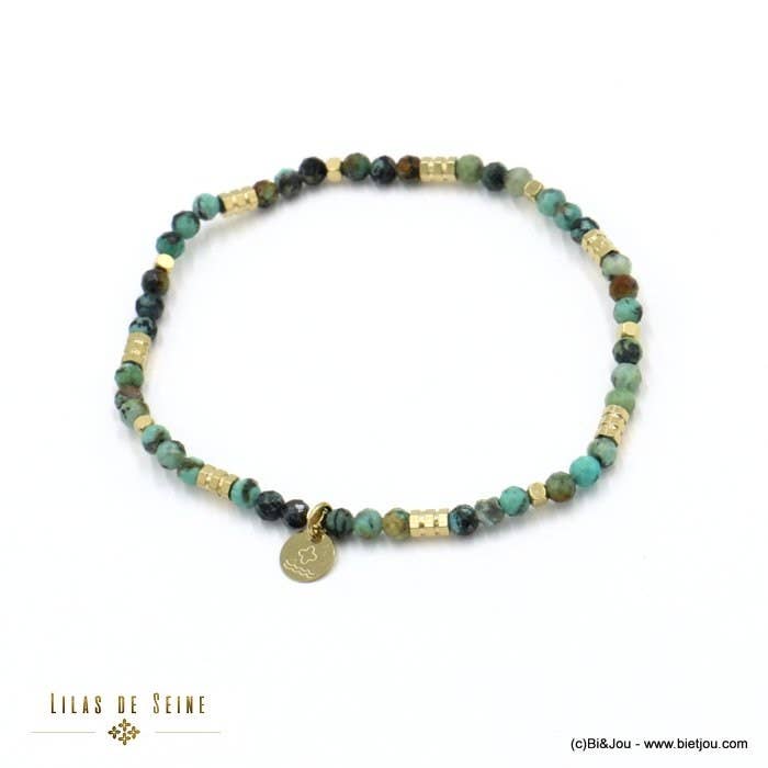 Stainless steel bracelet, faceted ball tubes, stone 0222023: Green