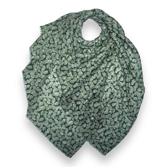 Green mini shells print scarf