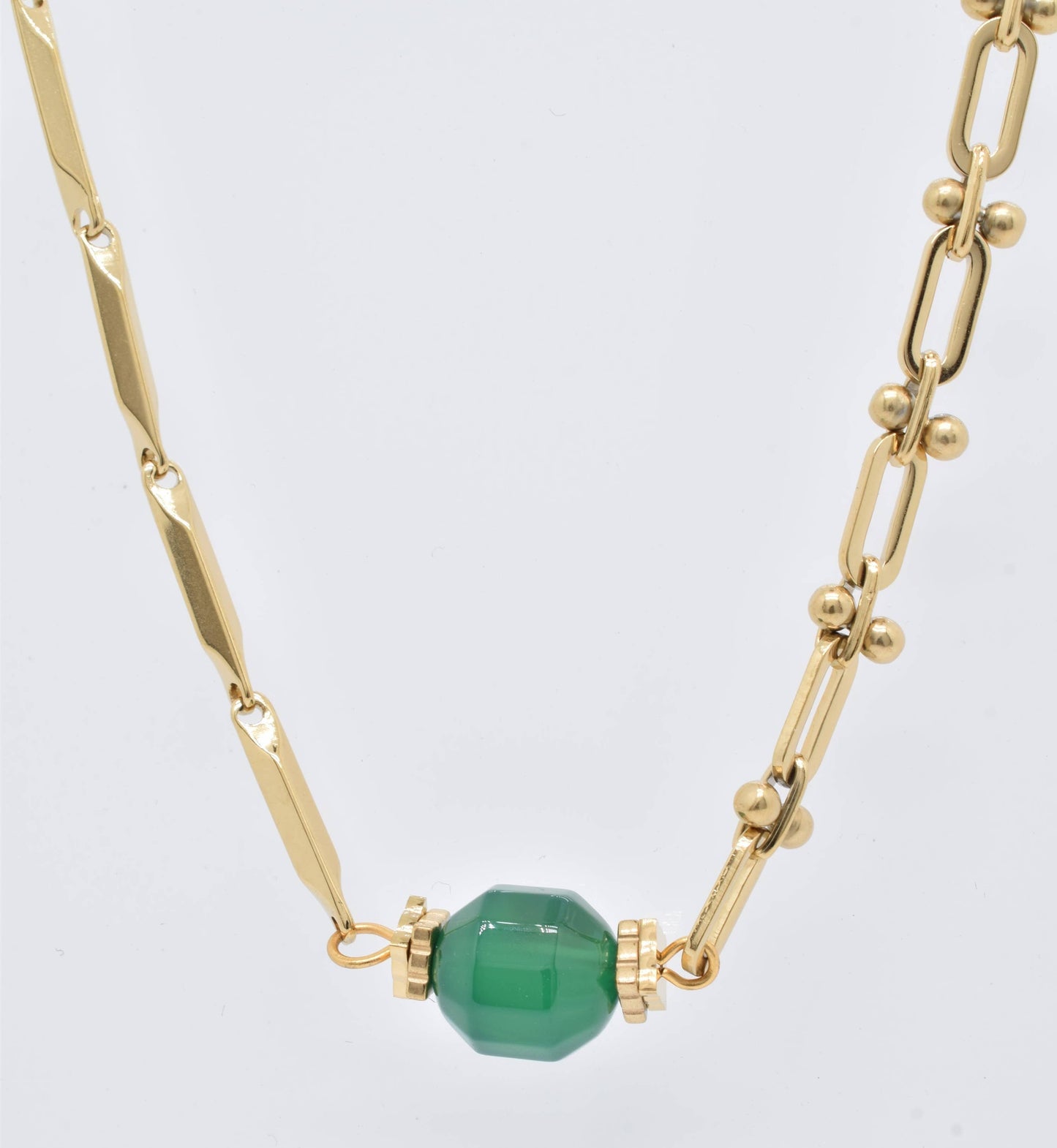 Green single bead necklace - 210032