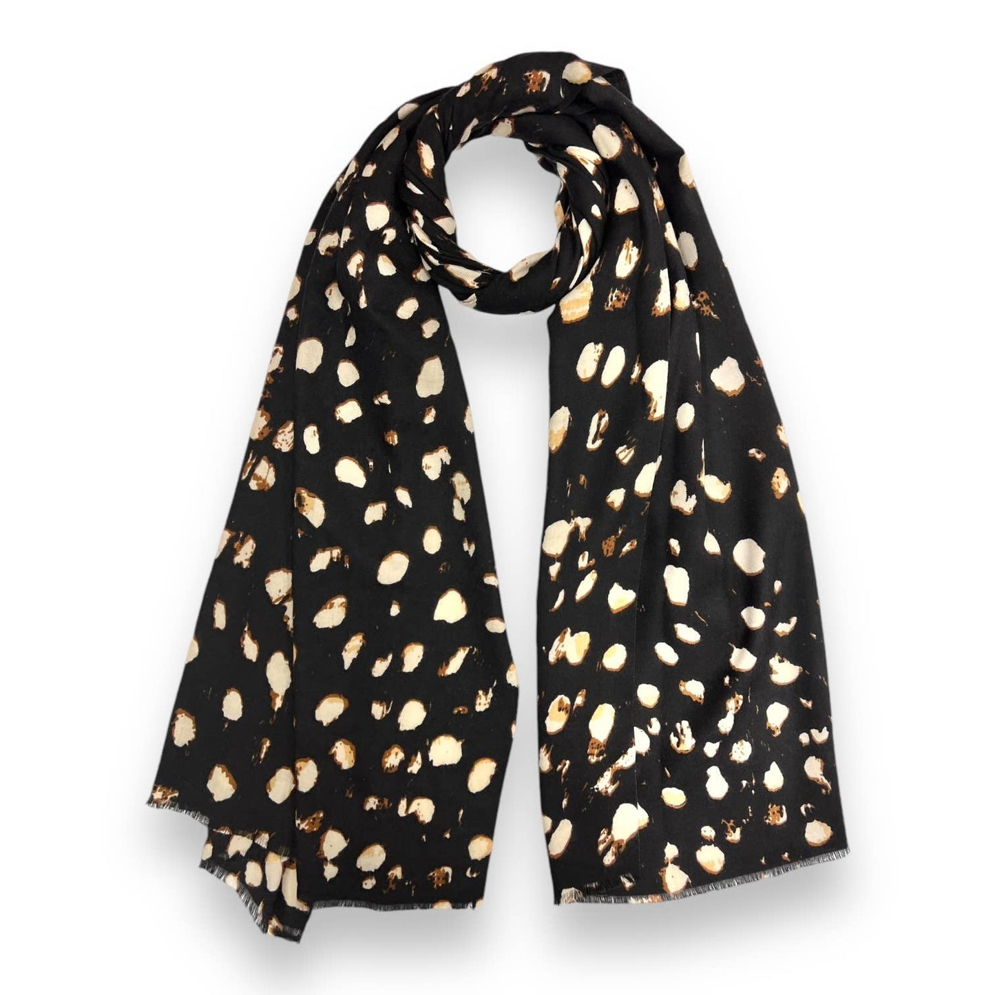 Khaki splatter spot print scarf