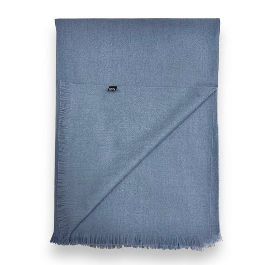 Blue plain wool mix scarf