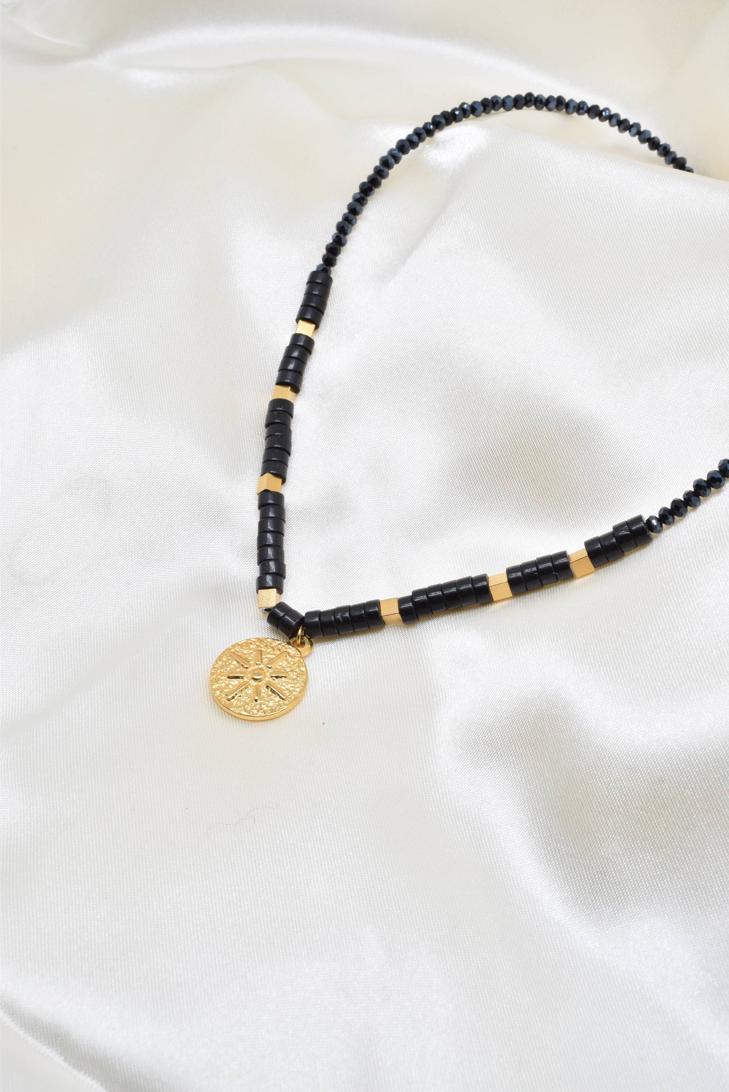 Black stone necklace - 210159