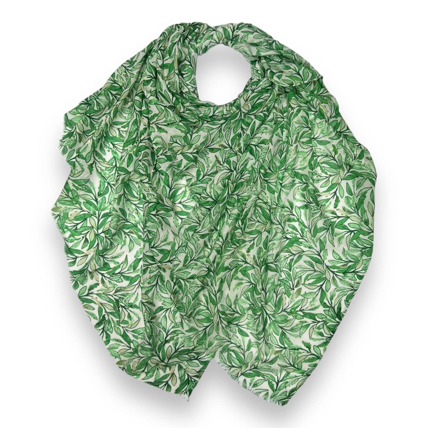 Green willow leaves scarf