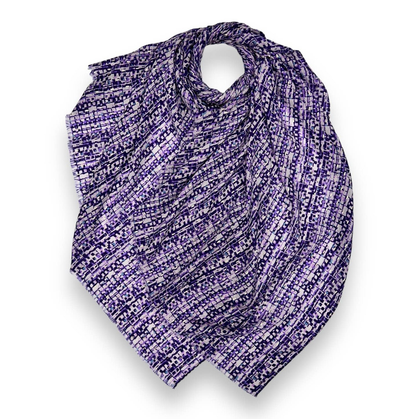 Purple abstract blocks scarf