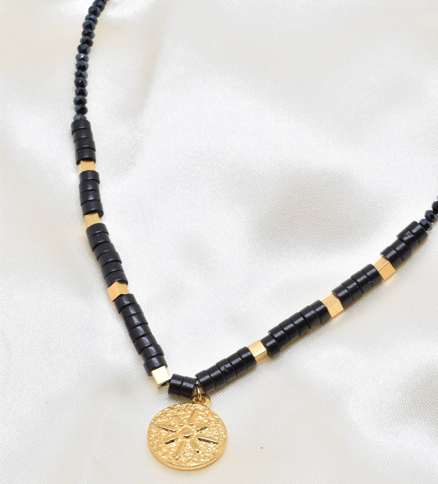 Black stone necklace - 210159