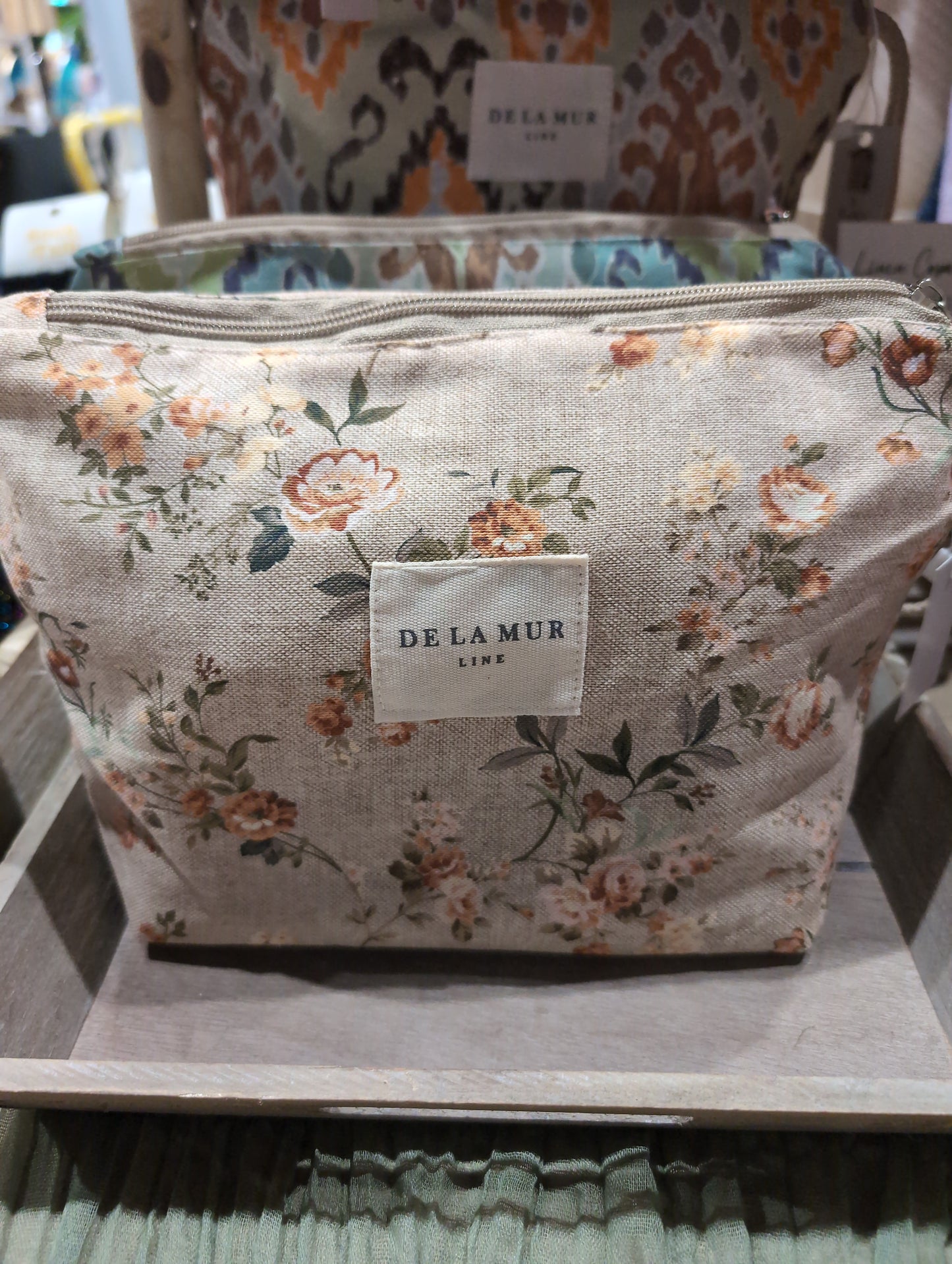 Linen cosmetic bag - Orange rose