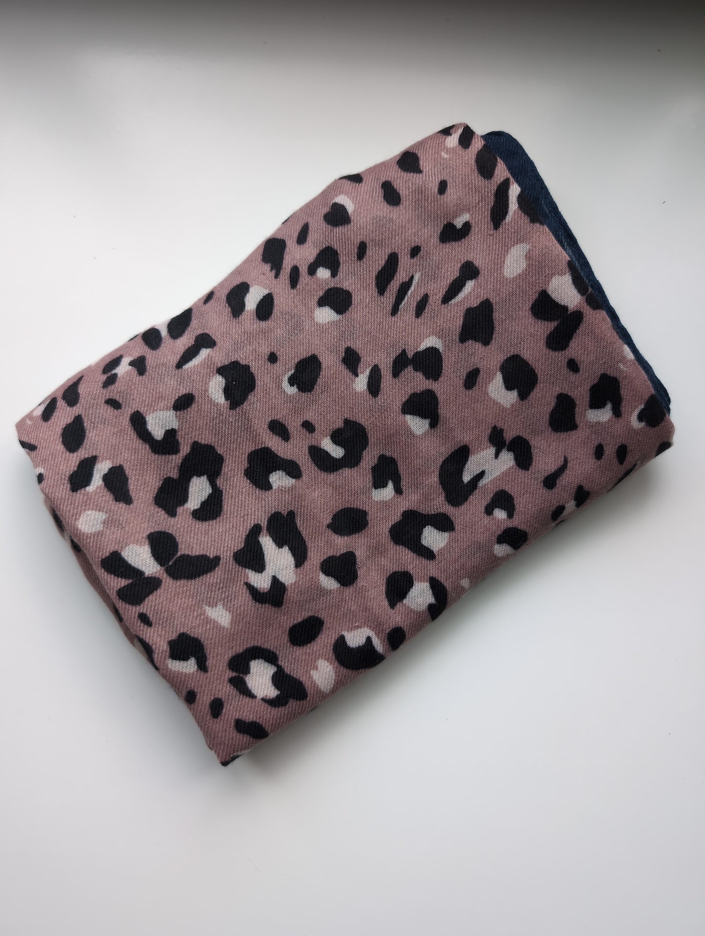 Pink & blue leopard scarf