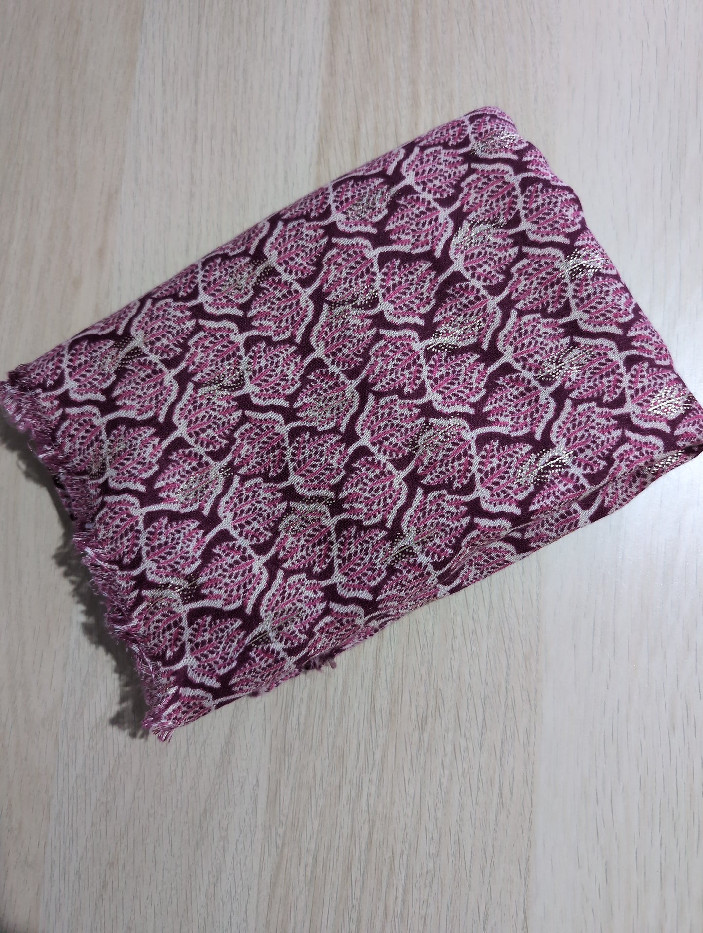 Fuchsia autumn leaves scarf